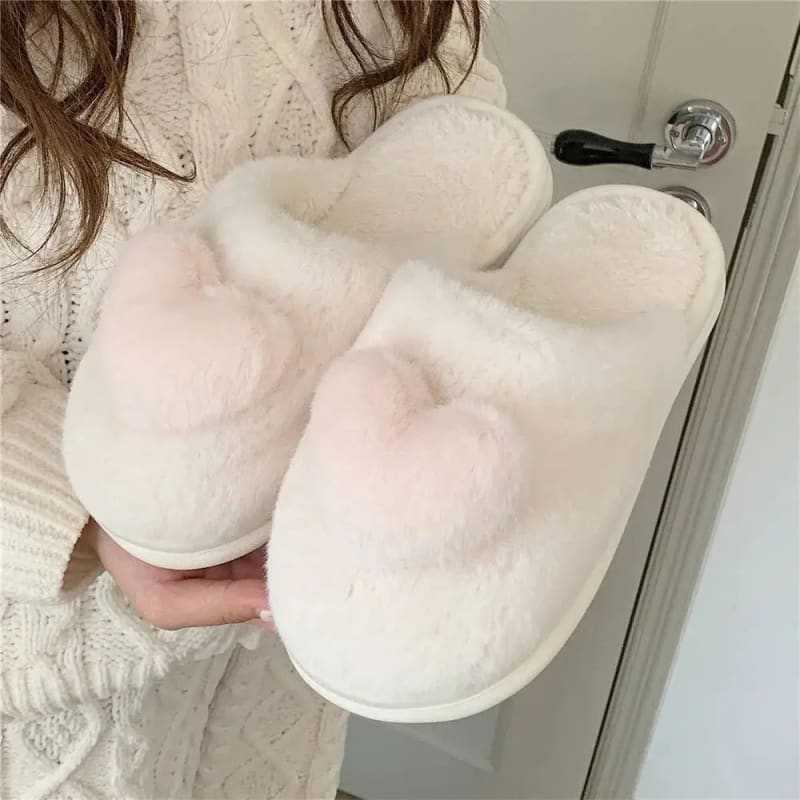 Kawaii Aesthetic Y2K Cute Fairy Heart Plush Cotton Slippers MK Kawaii Store