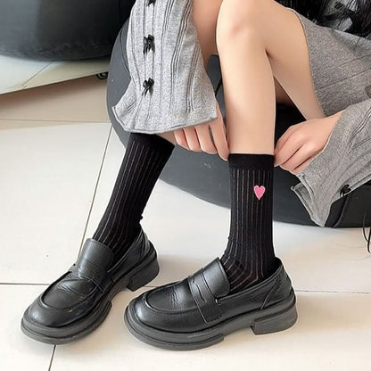 Heart Print Ribbed Socks / Set