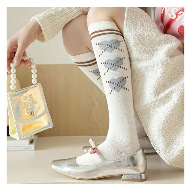 Heart Print Tall Socks