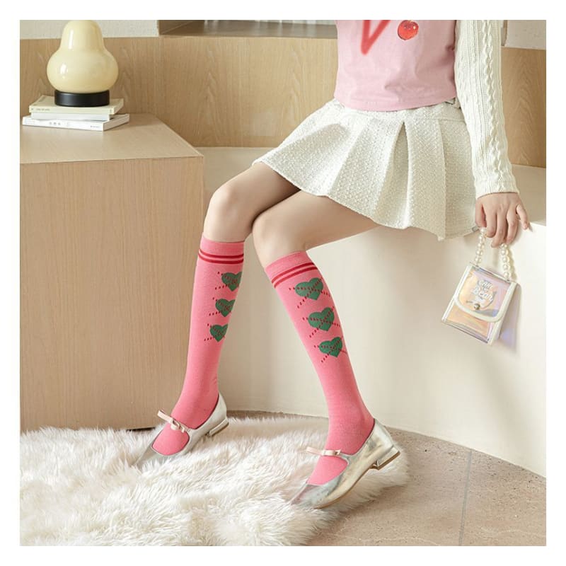 Heart Print Tall Socks