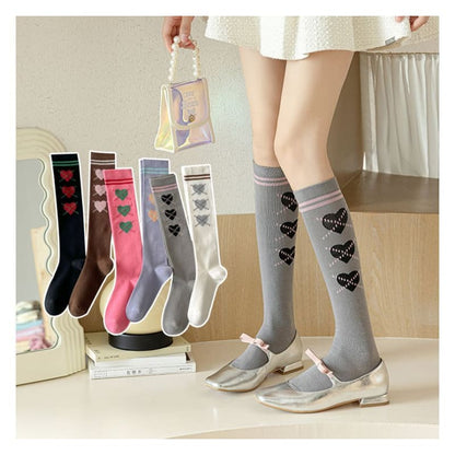 Heart Print Tall Socks