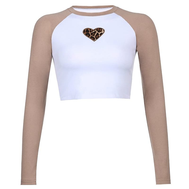 Heart Raglan Long-sleeves Tee - Tops