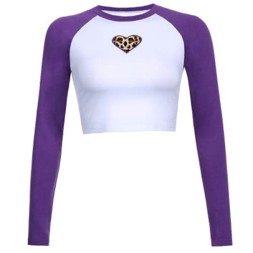 Heart Raglan Long-sleeves Tee - Tops