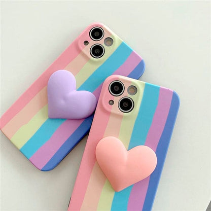 Heart Rainbow Stripes iPhone Case - IPhone Case