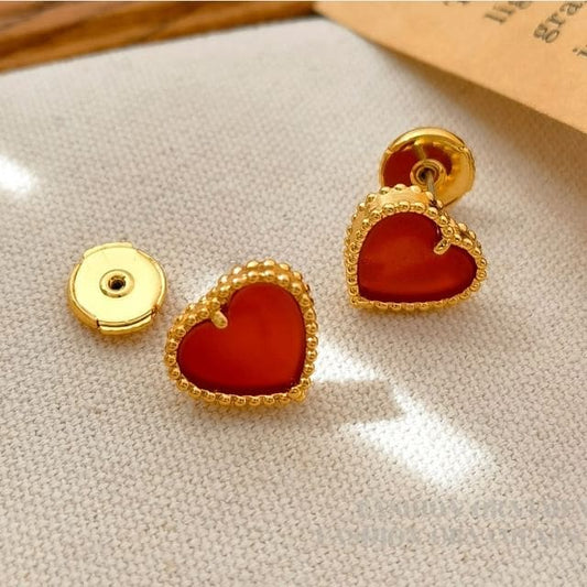 Heart Resin Alloy Stud Earring