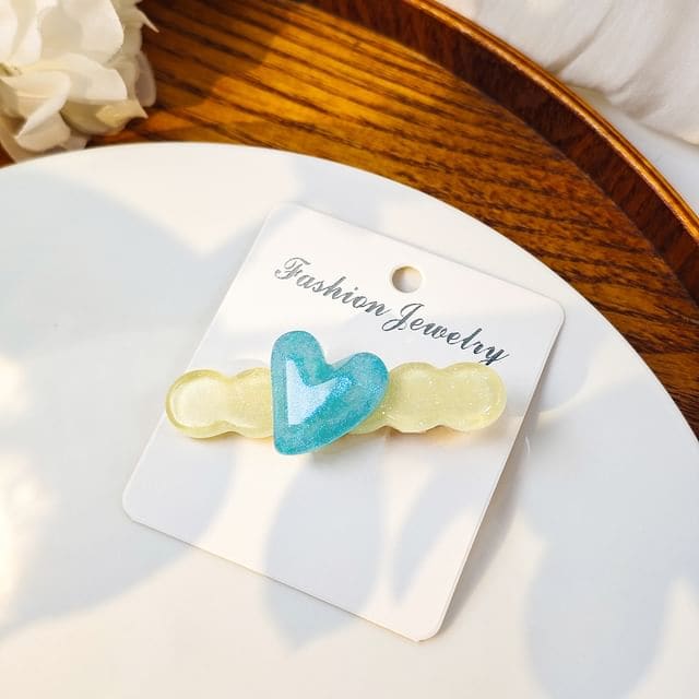 Heart Resin Hair Clip - F452-1 - Light Yellow / One Size