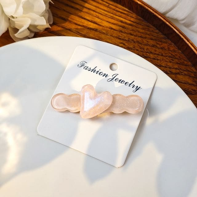 Heart Resin Hair Clip - F452-4 - Nude / One Size - Hair