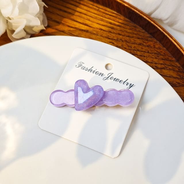 Heart Resin Hair Clip - F452-5 - Purple / One Size - Hair