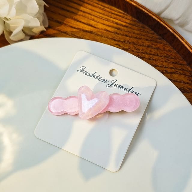 Heart Resin Hair Clip - F452-6 - Pink / One Size - Hair