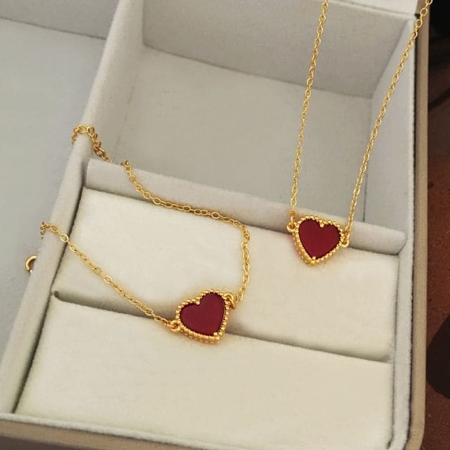 Heart Resin Pendant Alloy Necklace / Bracelet