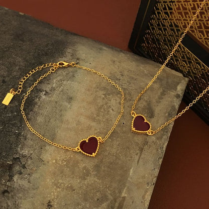 Heart Resin Pendant Alloy Necklace / Bracelet