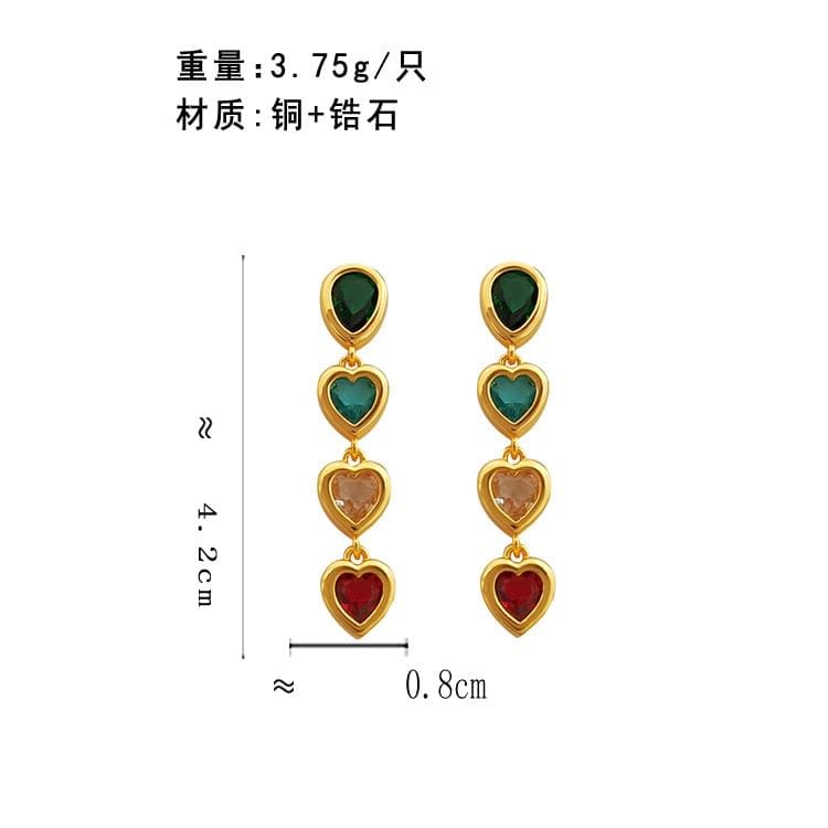 Heart Rhinestone Alloy Dangle Earring