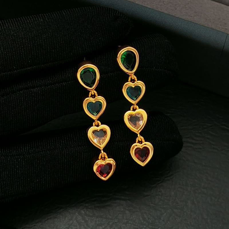 Heart Rhinestone Alloy Dangle Earring