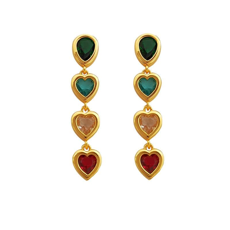 Heart Rhinestone Alloy Dangle Earring