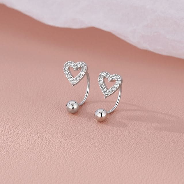 Heart Rhinestone Alloy Ear Jacket - 1 Pair - Stud Earring