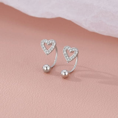 Heart Rhinestone Alloy Ear Jacket - 1 Pair - Stud Earring