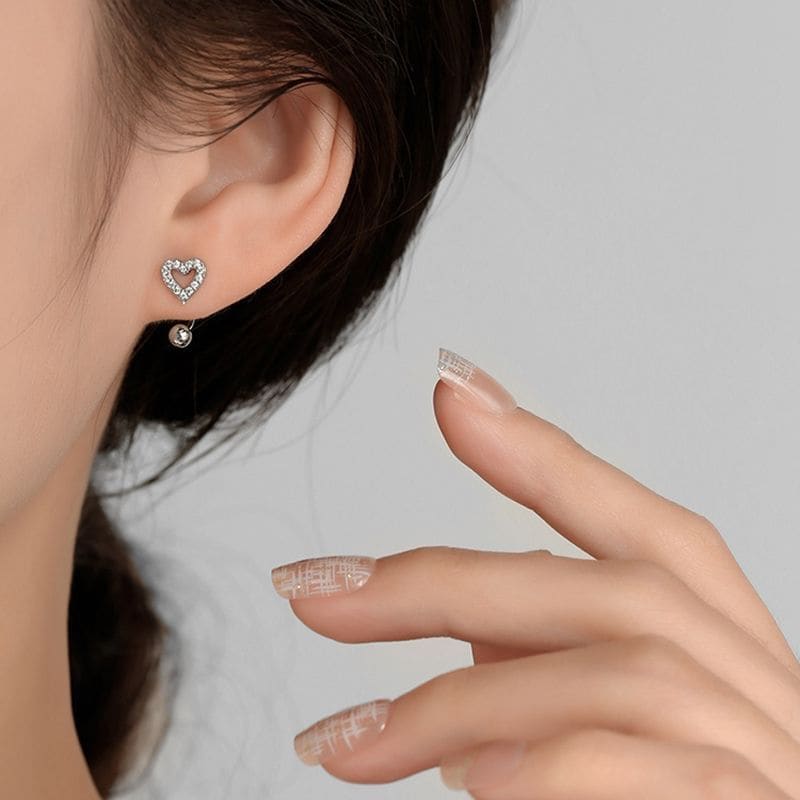 Heart Rhinestone Alloy Ear Jacket