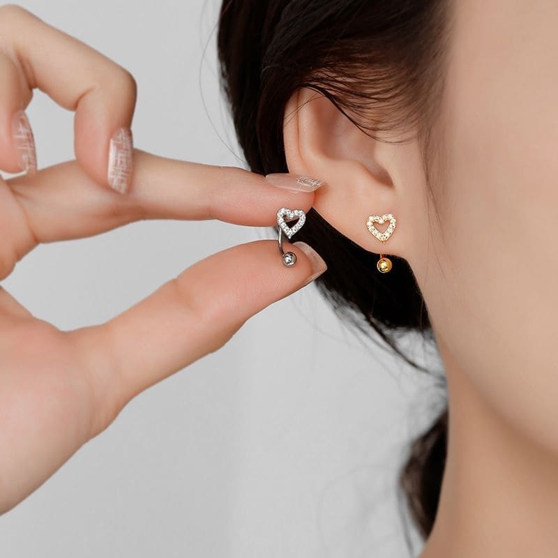 Heart Rhinestone Alloy Ear Jacket