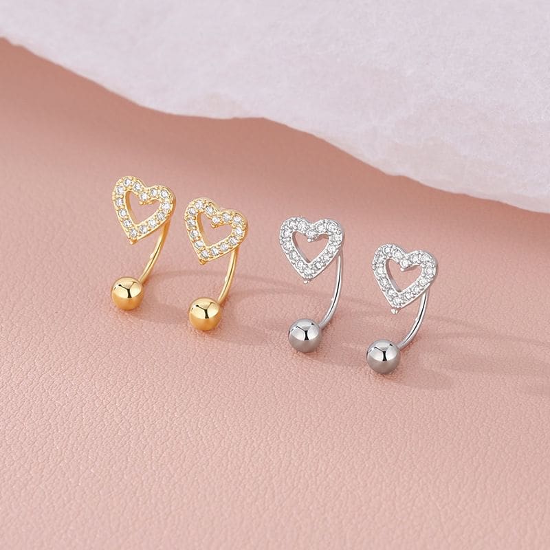 Heart Rhinestone Alloy Ear Jacket