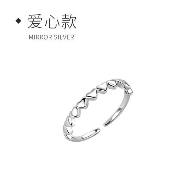 Heart / Rhinestone Alloy Ring - Heart Ring - Silver