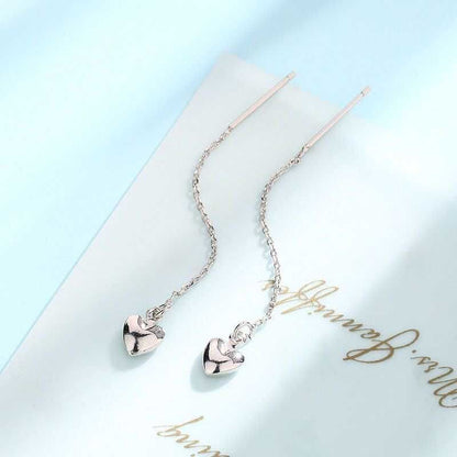 Heart Rhinestone Alloy Threader Earring