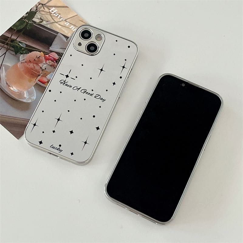 Heart Rhinestone Mirrored Phone Case - iPhone 15 Pro Max