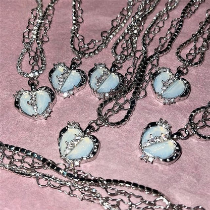 Heart Rhinestone Pendant Alloy Necklace (Various Designs)