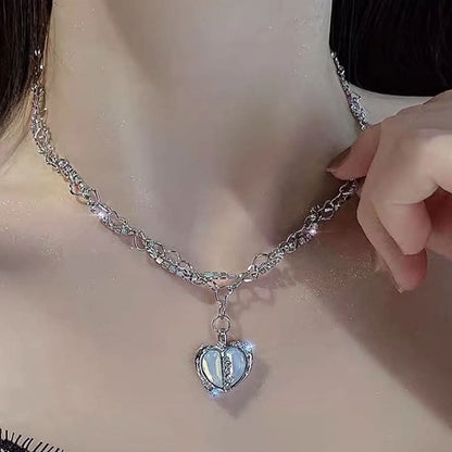 Heart Rhinestone Pendant Alloy Necklace (Various Designs)