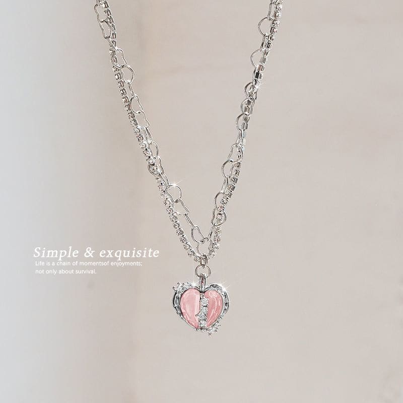 Heart Rhinestone Pendant Alloy Necklace (Various Designs)