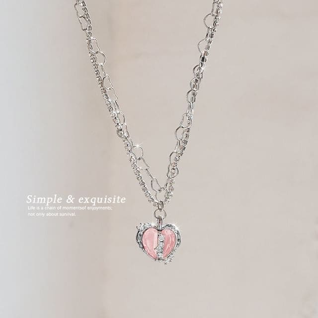 Heart Rhinestone Pendant Alloy Necklace (Various Designs)