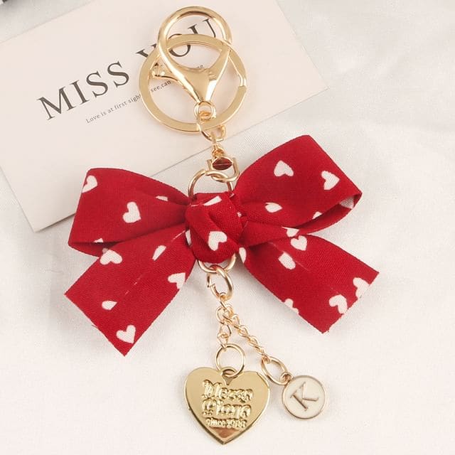 Heart / Ribbon Keyring (Various Designs) - Q825-3 - Bow