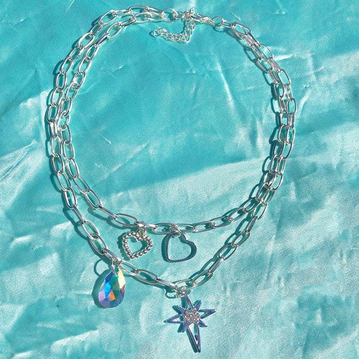 Heart Star Necklace - Standart / Silver - Necklace