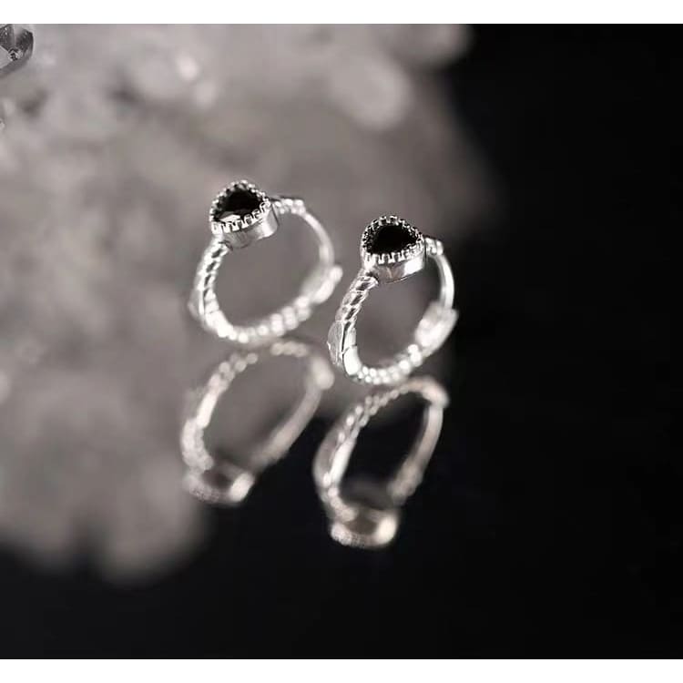 Heart Twisted Sterling Silver Huggie Earring