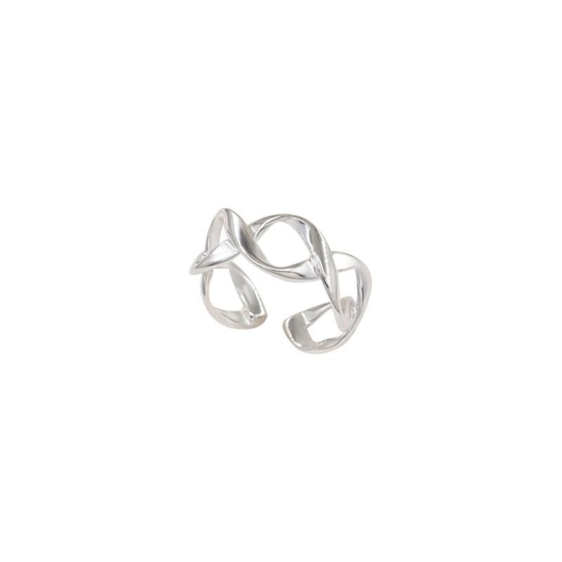 Helical Alloy Open Ring - J3084 - Silver / One Size