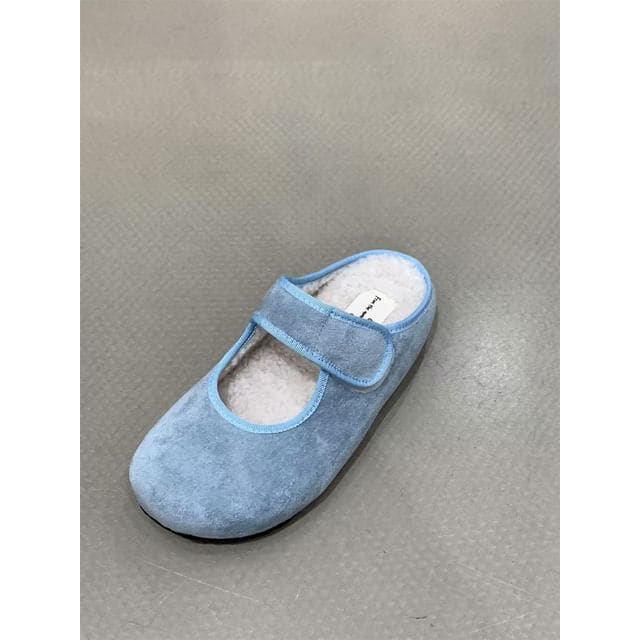 Hidden Wedge Plain Fleece-Lined Mary Jane Mules - OKE517