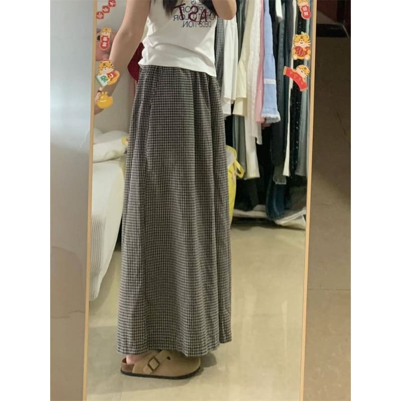 High Rise Plaid Wide Leg Pants