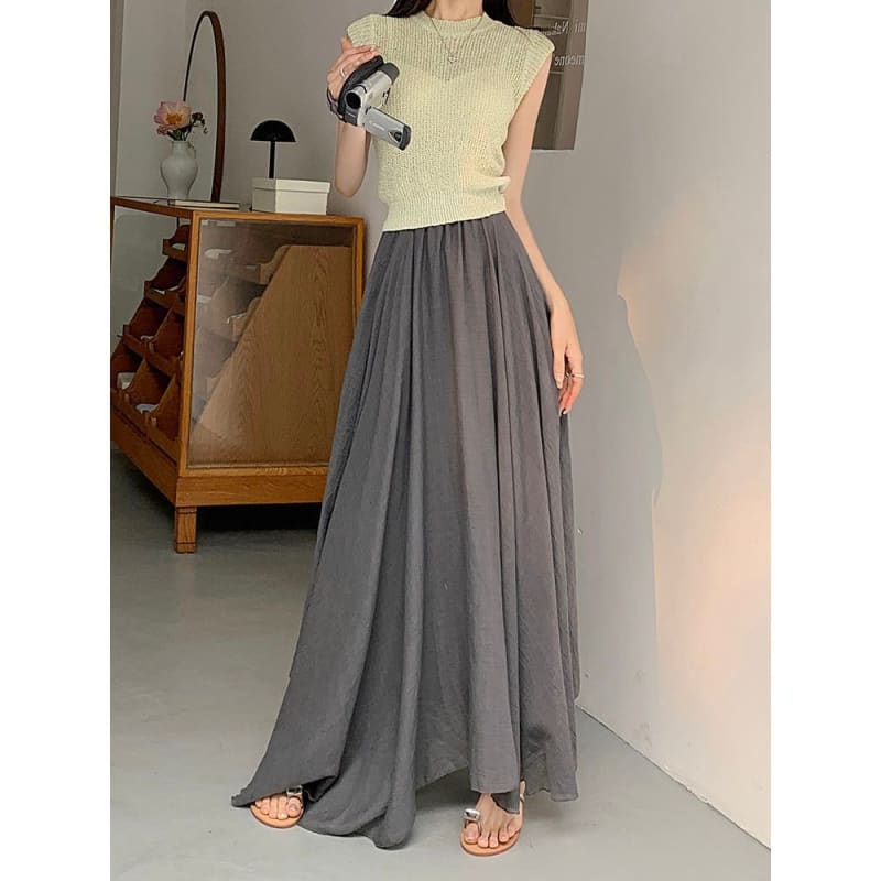 High Rise Plain Asymmetrical Maxi