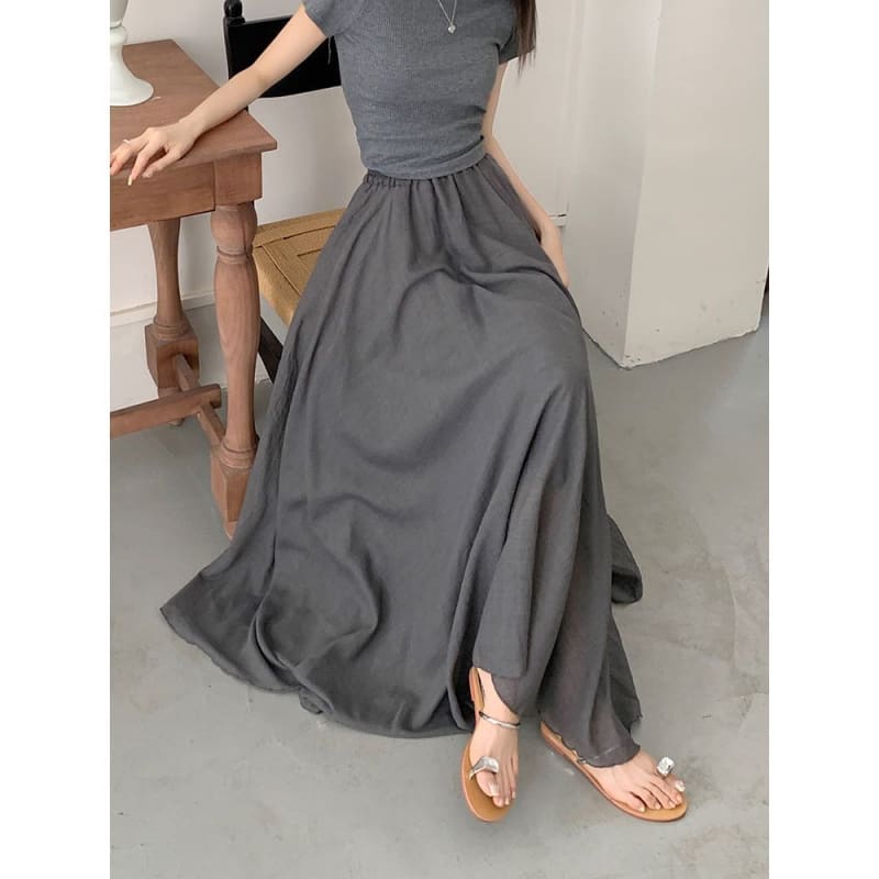 High Rise Plain Asymmetrical Maxi