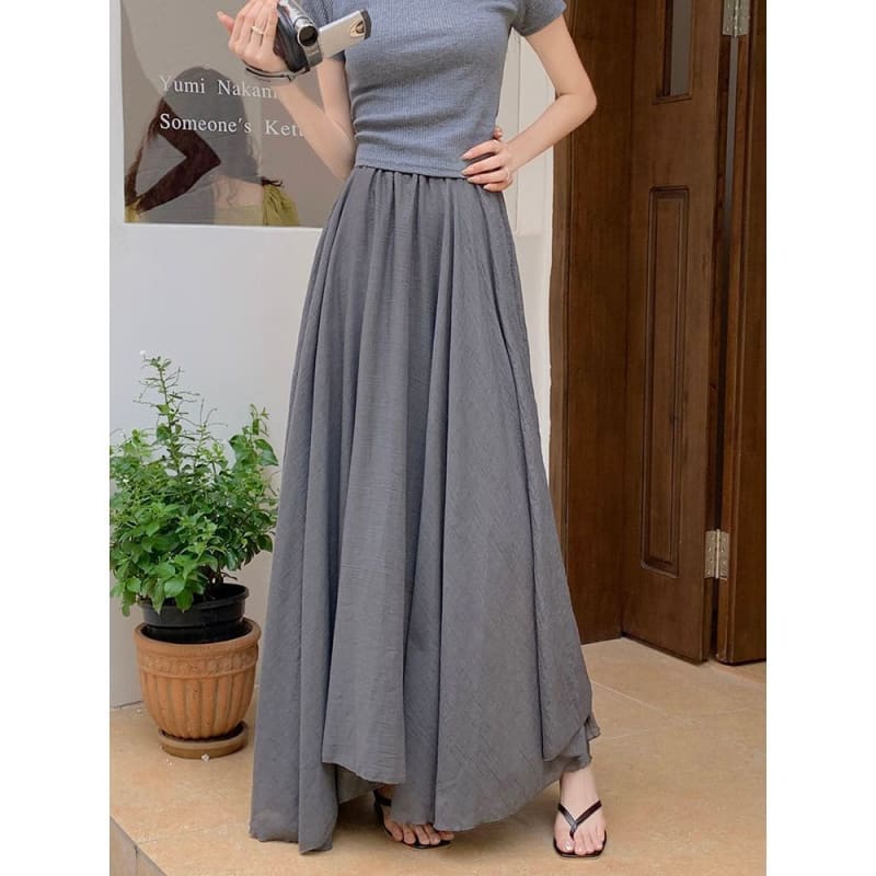 High Rise Plain Asymmetrical Maxi