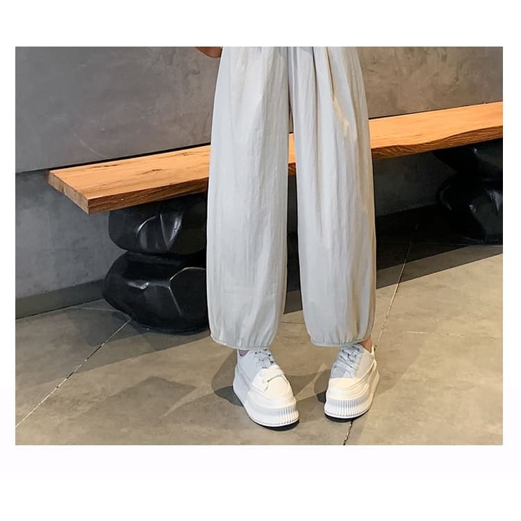 High Rise Plain Cropped Harem Pants