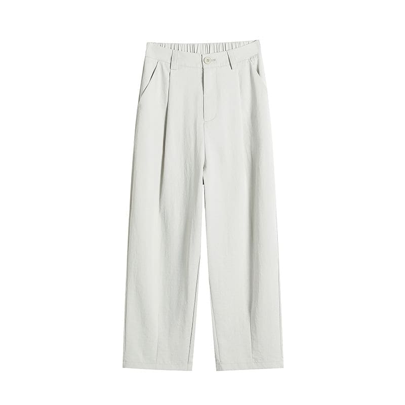 High Rise Plain Cropped Straight Leg Pants - Pants