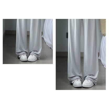 High Rise Plain Drawstring Gather Cuff Wide Leg Sweatpants