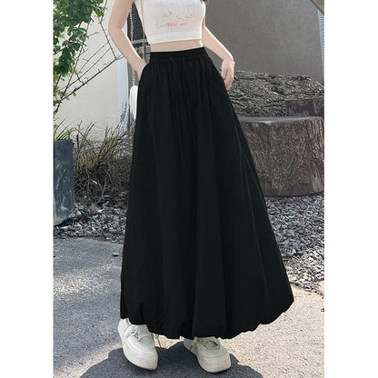 High Rise Plain Maxi - Black / S