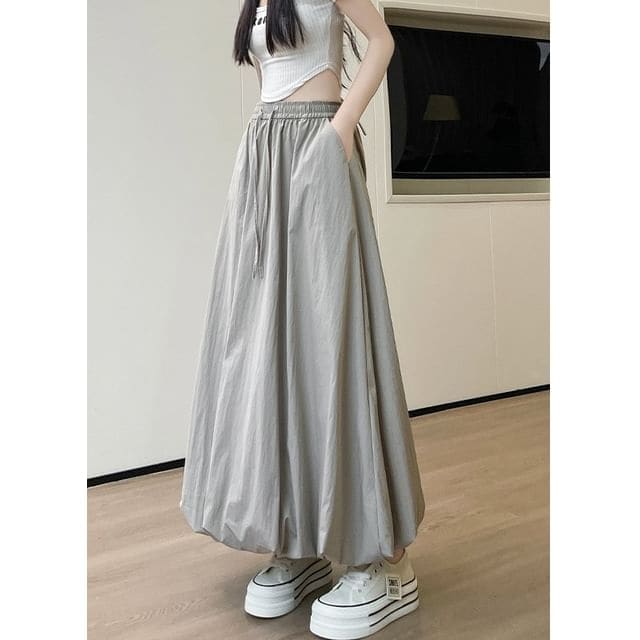 High Rise Plain Maxi - Grayish Green / S