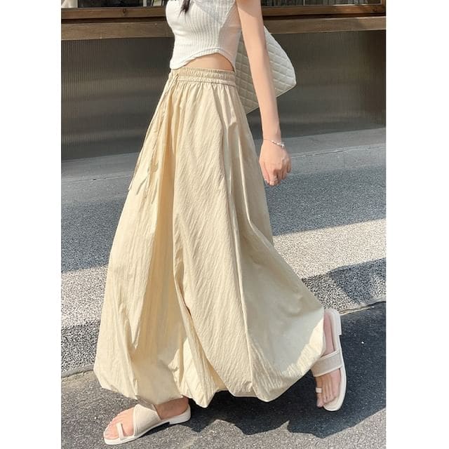 High Rise Plain Maxi - Khaki / S