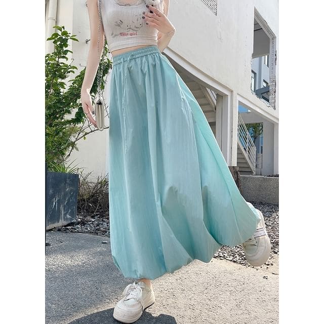 High Rise Plain Maxi - Light Blue / S