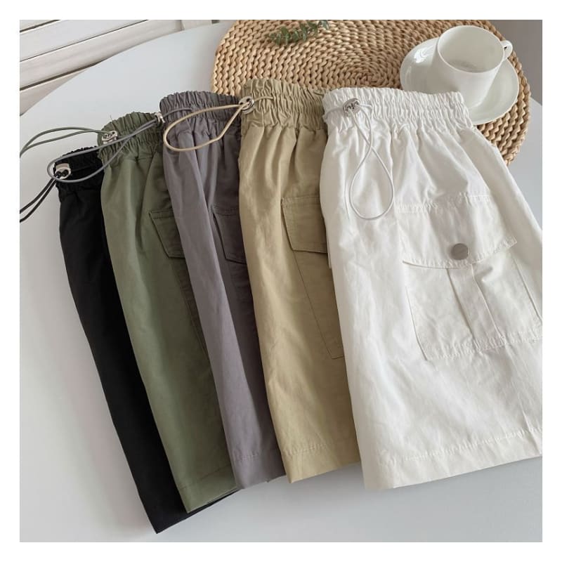 High Rise Plain Mini A-Line Cargo Skirt