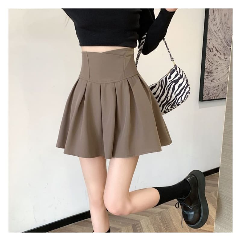 High Rise Plain Mini A-Line Skirt