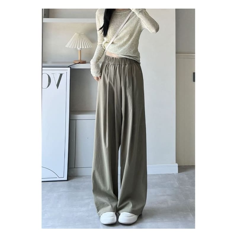 High Rise Plain Pocketed Wide Leg Sweatpants