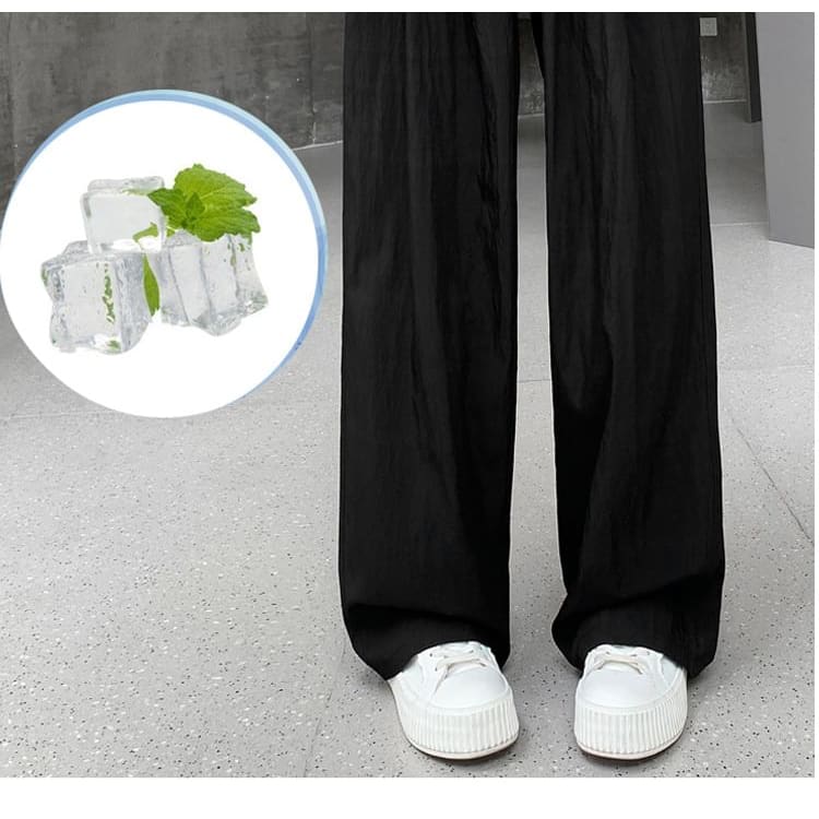 High Rise Plain Straight Leg Pants - Pants